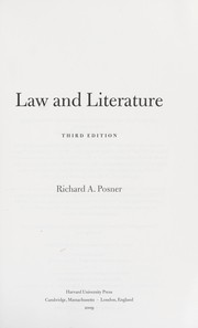 Cover of: Law and literature by Richard A. Posner