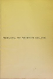 Cover of: Physiological and pathological researches