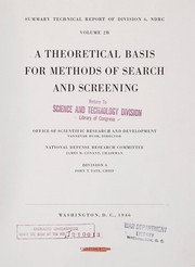 Cover of: A theoretical basis for methods of search and screening