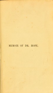 Cover of: Memoir of the late James Hope, M.D.