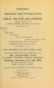 Cover of: Catalogue of American and foreign coins in gold, silver and copper ...