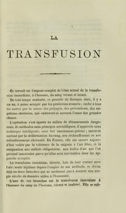 Cover of: La Transfusion 1re s©♭rie, 35 op©♭rations