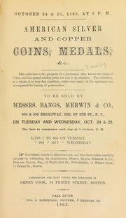 Cover of: American silver and copper coins, medals, &c