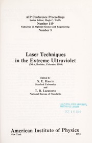 Cover of: Laser techniques in the extreme ultraviolet: (OSA, Boulder, Colorado, 1984)
