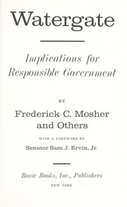 Cover of: Watergate by Frederick Camp Mosher