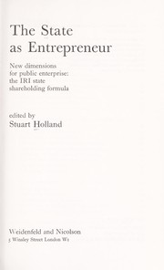 The state as entrepreneur by Stuart Holland