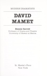 Cover of: David Mamet
