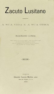 Cover of: Zacuto Lusitano: a sua vida e a sua obra