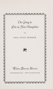 Cover of: On going to live in New Hampshire.