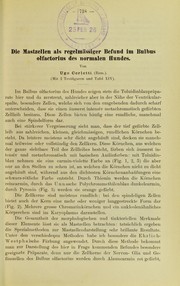 Die Mastzellen als regelm©Þssiger Befund im Bulbus olfactorius des normalen Hundes by Ugo Cerletti