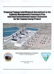 Cover of: Proposed Toquop land disposal amendment to the Caliente management framework plan and final environmental impact statement for the Toquop energy project by United States. Bureau of Land Management. Nevada State Office