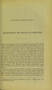 Cover of: Further observations on chloroform in the practice of midwifery | Edward W. Murphy