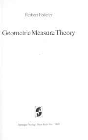Cover of: Geometric measure theory. by Herbert Federer
