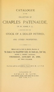 Cover of: Catalogue of the collection of Charles Patenaude ...