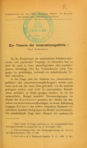 Cover of: Zur Theorie der Innervationsgef©ơhle