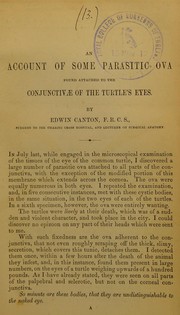 Cover of: An account of some parasitic ova found attached to the conjunctivae of the turtle's eyes