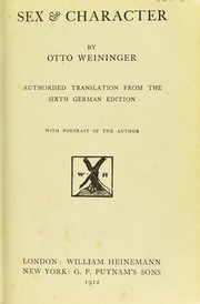 Cover of: Sex & character by Otto Weininger