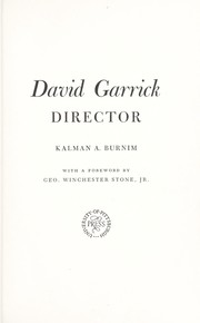 Cover of: David Garrick, director.