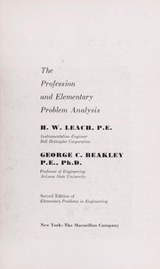 Cover of: Engineering, the profession and elementary problem analysis