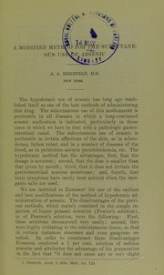 A modified method for the subcutaneous use of arsenic by Alfred Abraham Herzfeld