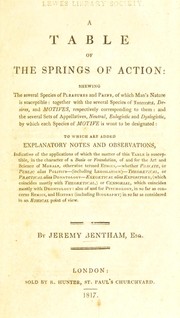 Cover of: A table of the springs of action