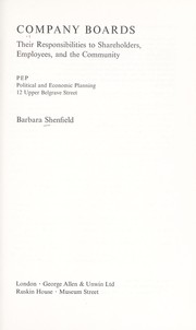 Cover of: Company boards: their responsibilities to shareholders, employees, and the community