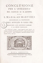 Cover of: Conclusione per l'integrità del Panteon di M. Agrippa ora S. Maria ad Martyres