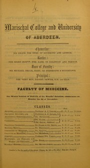 Cover of: Marischal College and University of Aberdeen ... Faculty of Medicine: the Winter Session of 1851-52 ..