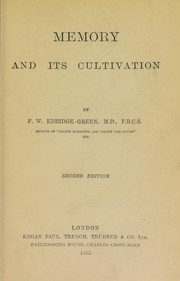Cover of: Memory and its cultivation