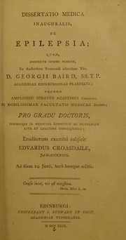 Dissertatio medica inauguralis, de epilepsia by Edward Croasdaile