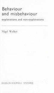 Cover of: Behaviour and misbehaviour by Walker, Nigel.