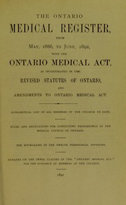 Cover of: The Ontario medical register