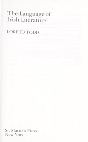Cover of: The language of Irish literature by Loreto Todd