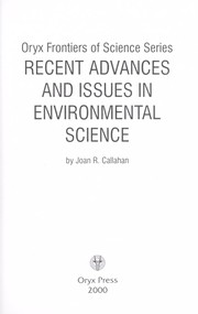 Cover of: Recent advances and issues in environmental science