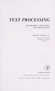 Cover of: Text processing : algorithms, languages, and applications by 
