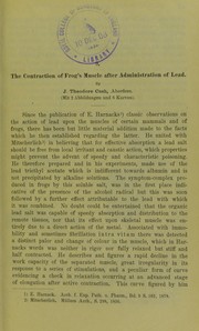 The contraction of frog's muscle after administration of lead by John Theodore Cash