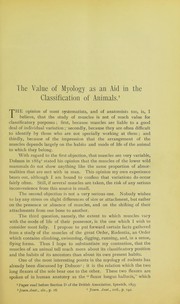 Cover of: The value of myology as an aid in the classification of animals