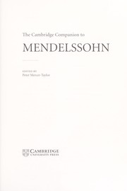 Cover of: CAMBRIDGE COMPANION TO MENDELSSOHN; ED. BY PETER MERCER-TAYLOR.