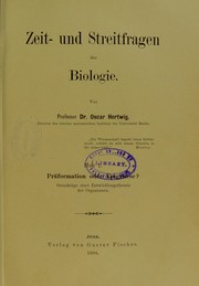 Cover of: Zeit- und Streitfragen der Biologie