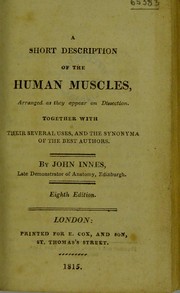 Cover of: A short description of the human muscles, arranged as they appear on dissection. Together with their several uses, and the synonyma of the best authors