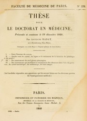 Cover of: Th©·se pour le doctorat en m©♭decine by Antoine Radat, Antoine Radat