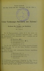 Cover of: Ueber Ver©Þtzungs-Stricturen des Pylorus