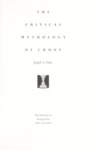 Cover of: The critical mythology of irony