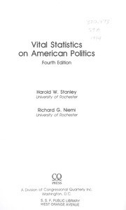 Cover of: Vital Statistics on American Politics by Harold W. Stanley, Richard G. Niemi