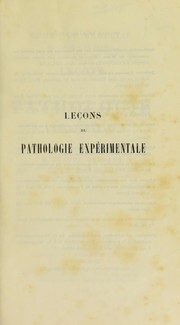 Cover of: Lec ʹons de pathologie expe¿imentale