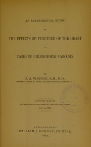 Cover of: An experimental study of the effects of puncture of the heart in cases of chloroform narcosis