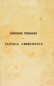 Cover of: Lezioni verbali di clinica chirurgica: pronunziate all'Ospitale maggiore di Parigi