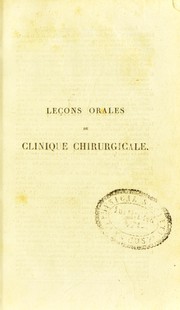 Cover of: Le©ʹons orales de clinique chirurgicale: faites a l'hotel-Dieu de Paris