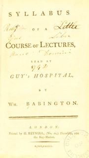 Cover of: Syllabus of a course of lectures, read at Guy's Hospital