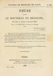 Cover of: Th©·se pour le doctorat en m©♭decine: pr©♭sent©♭e et soutenue le 25 ao© t 1838